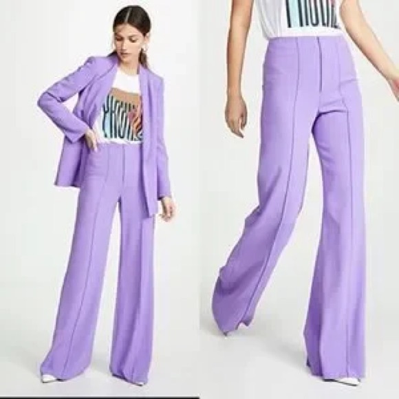 Alice + Olivia Dylan Clean High Waist Wide Leg Pants in “Iris” purple - Picture 1 of 7